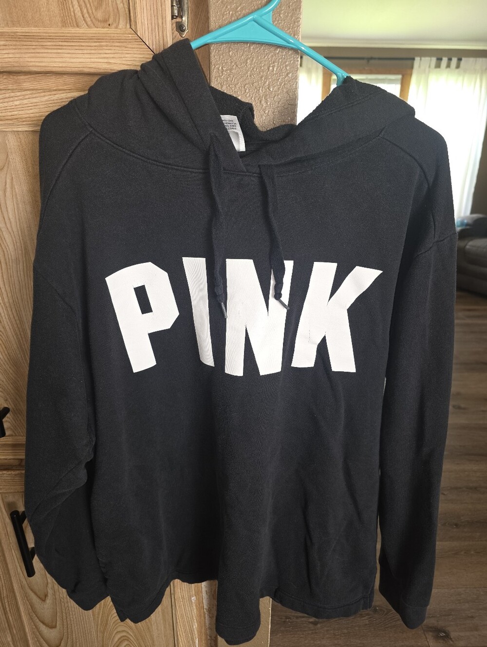 PINK Victoria's Secret Black Hoodie with White Logo